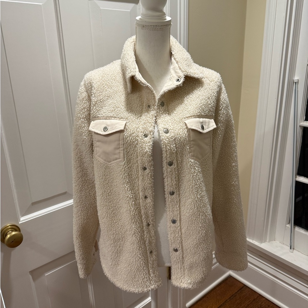 Men’s Shacket Sherpa Jacket - Off White - Size S